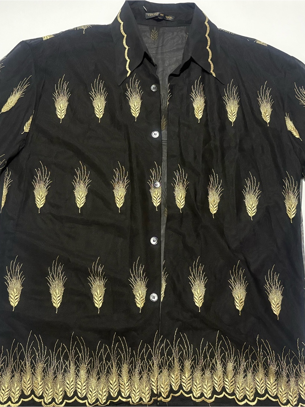 Creme de silk Men's Black Short-Sleeve Button-Down Shirt